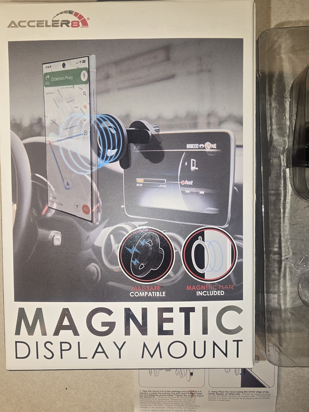 Magnetic Display Mount Car Phone Holder - Black